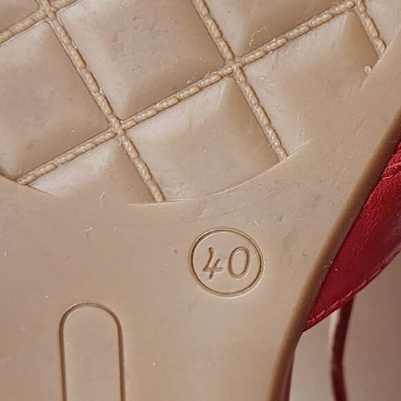 Women's Heels Genuine Leather Slingback Red Size French 40 - Picture 10 of 10